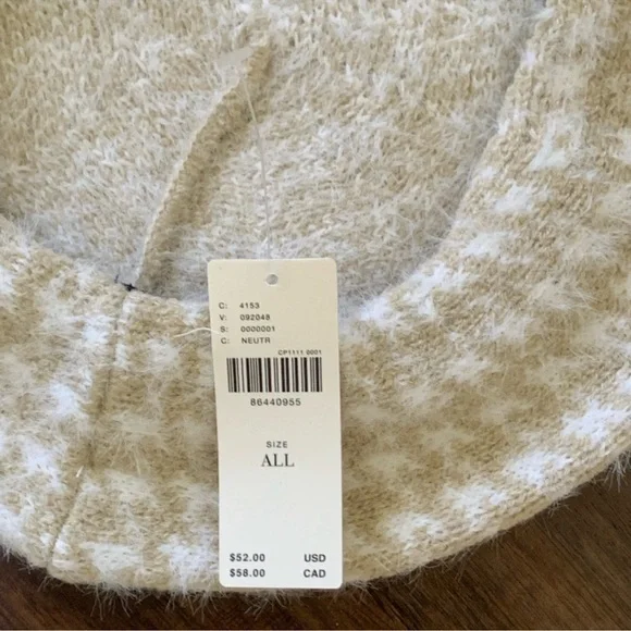 Anthropologie houndstooth beret in natural color - www  display picture 1